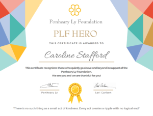 PLF Hero Certificate Caroline Stafford