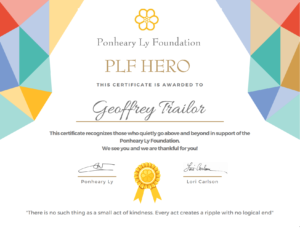PLF Hero Certificate Geoffrey Trailor